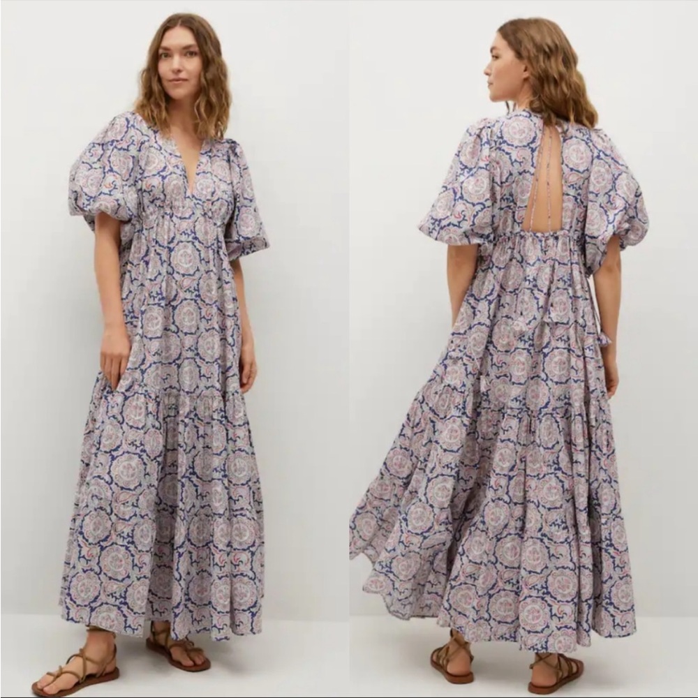 Mango X Chufy Puff Sleeve Maxi Dress S